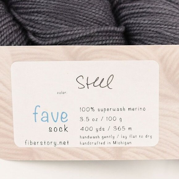 Fiberstory Fave Sock Yarn 100% Superwash Merino 400 Yds Steel Gray - Picture 3 of 3